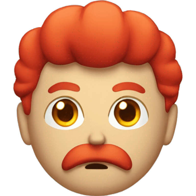 Guy with hair on his side and with a square mustache and a angry red face emoji