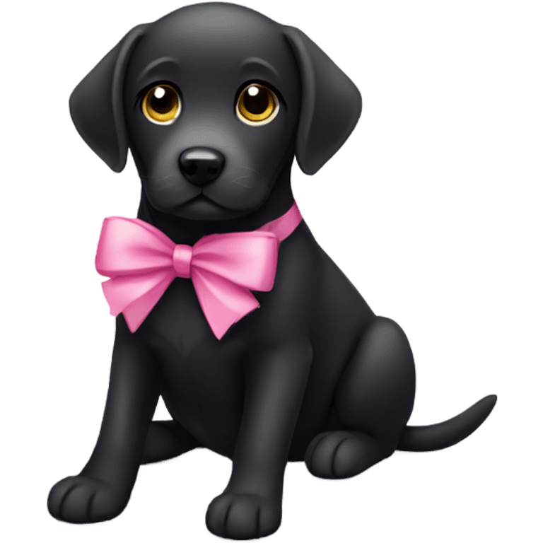 black Labrador with pink bow  emoji