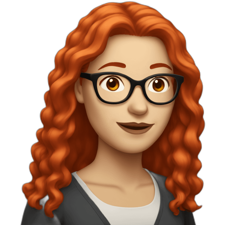 white woman with long red hair and red glasses emoji