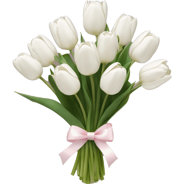 White tulips bouquet with light pink bow  emoji