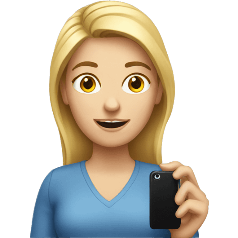 white woman showing phone emoji