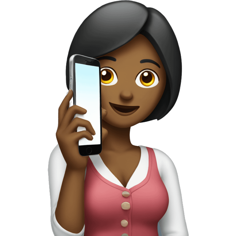 woman showing big phone emoji