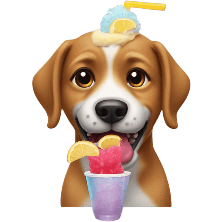 Dog eating a slushie emoji