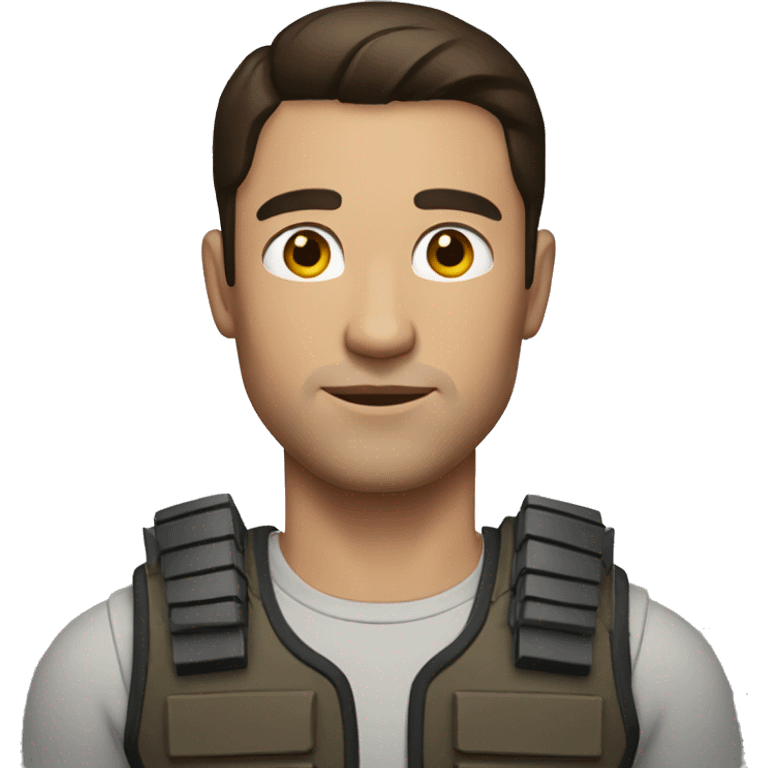 brunette man with bulletproof vest emoji