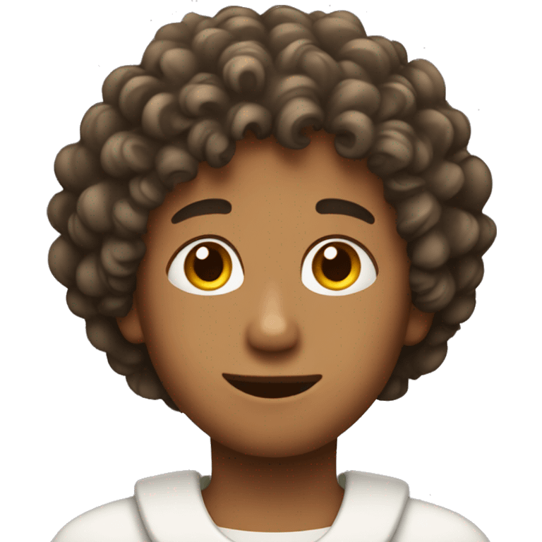 boy with curly hair looking like an angel emoji