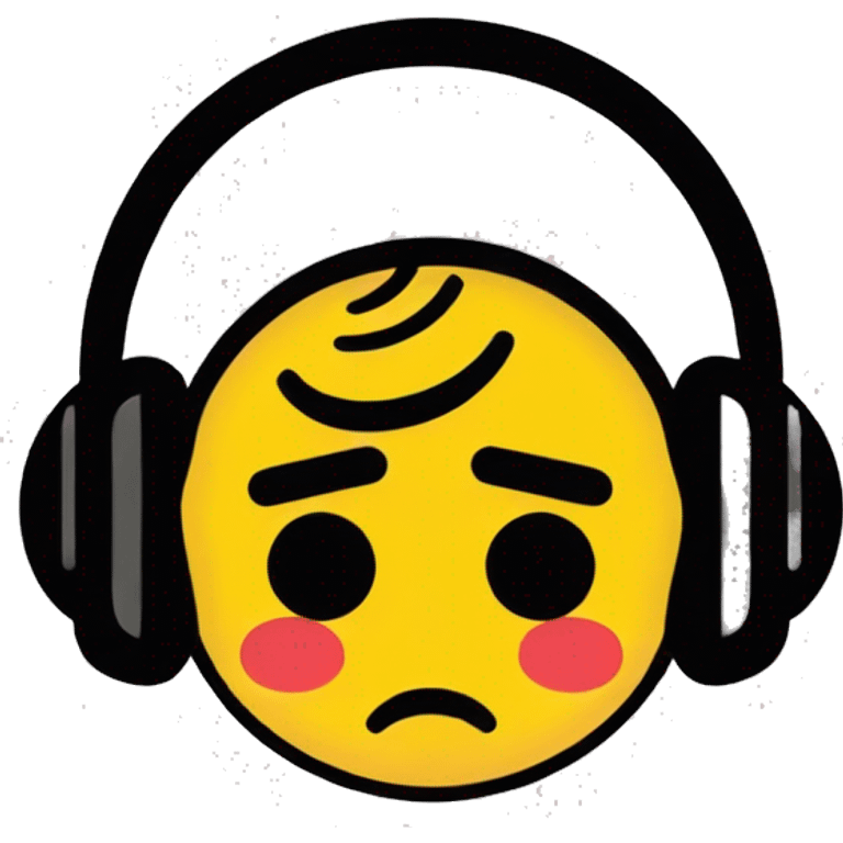 Sad emoji with headphones emoji