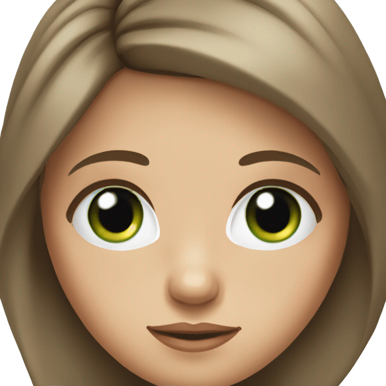 a girl with green-blue eyes, brown hair and long eyelashes emoji