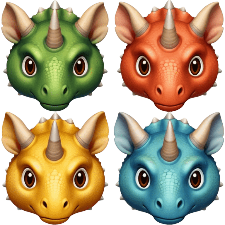 faces of different triceratops emoji