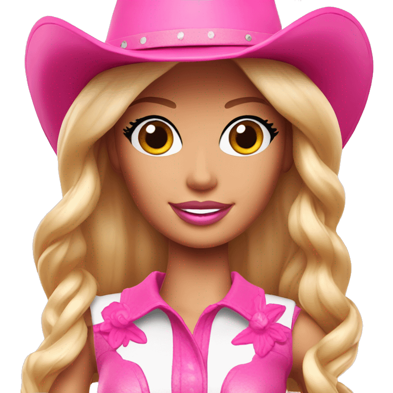 barbie with a pink cowboy hat emoji