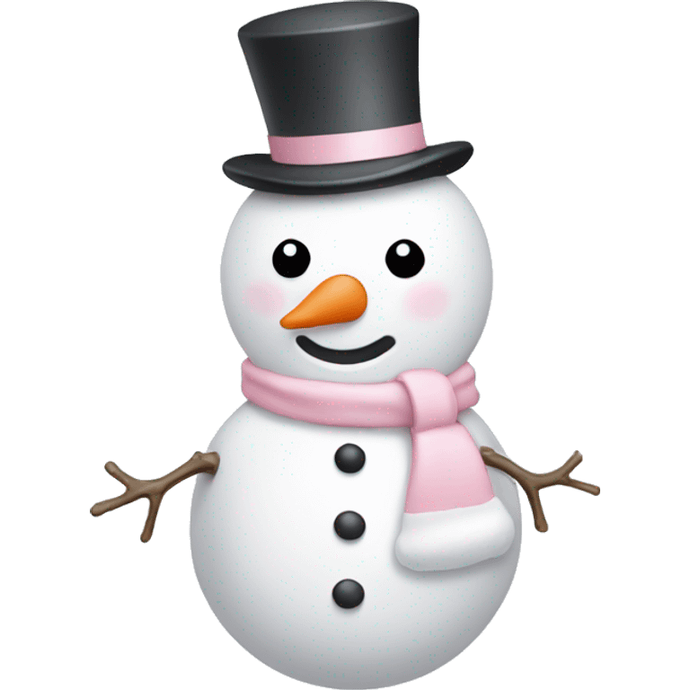 Cute white and light pink snowman emoji