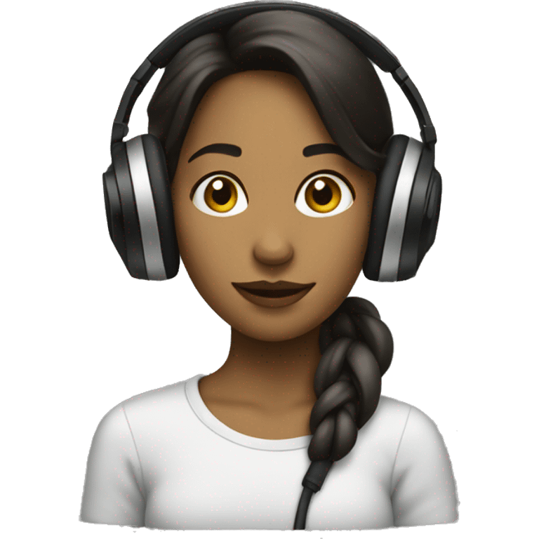 Girl listening a music on headphones  emoji