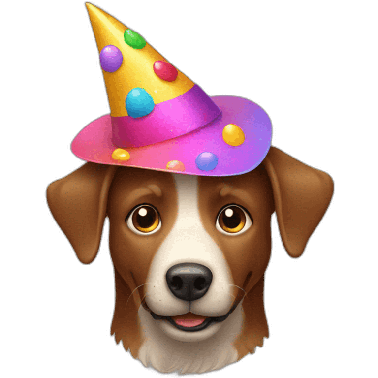 dancing brown dog with a party hat emoji