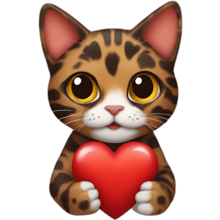 tortoiseshell cat holding heart emoji