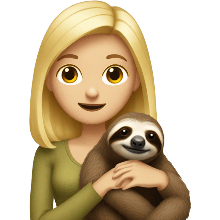 Blonde lady hiding a sloth emoji