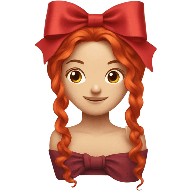 red open hair from behind with a red bow emoji