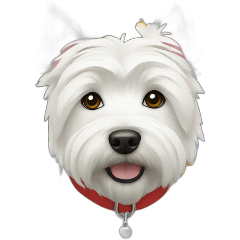 West Highland white terrier under the Christmas tree emoji