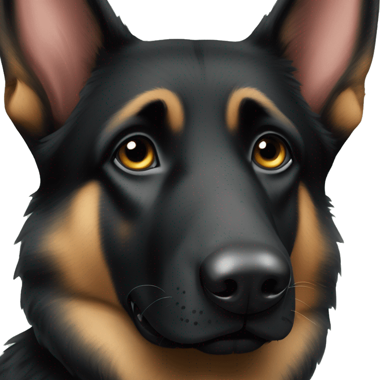 Black German shepherd with puppy dog eyes emoji