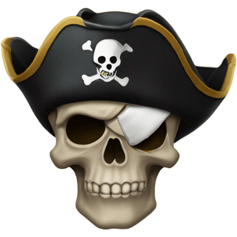 Skull dark with eye patch and pirate hat emoji