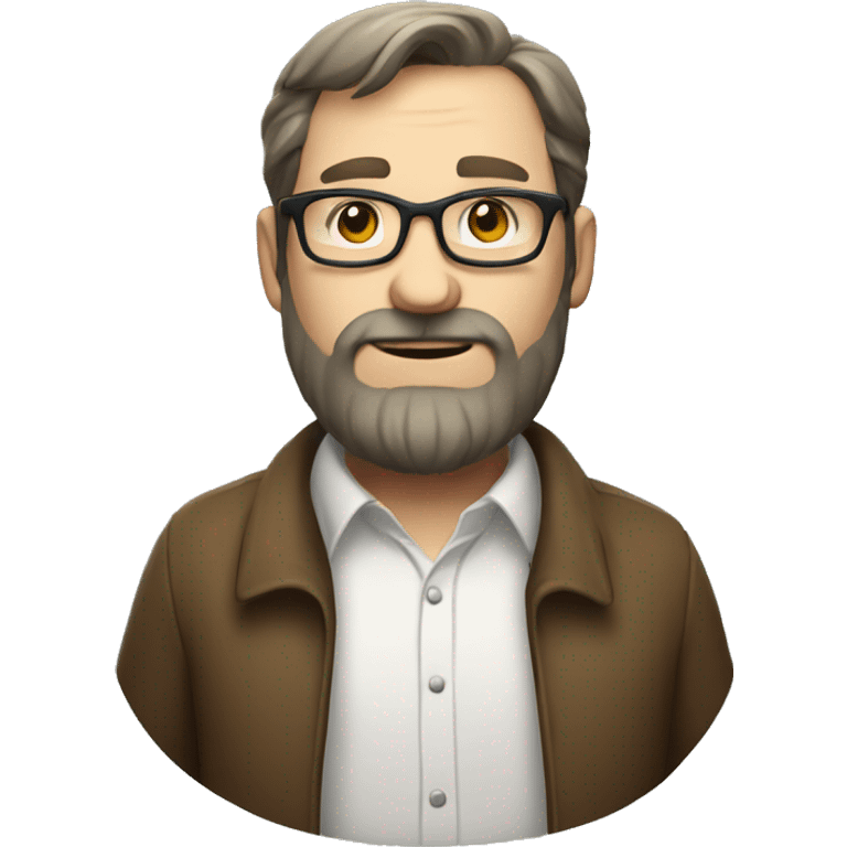 Nerdy White man with big belly and beard  emoji