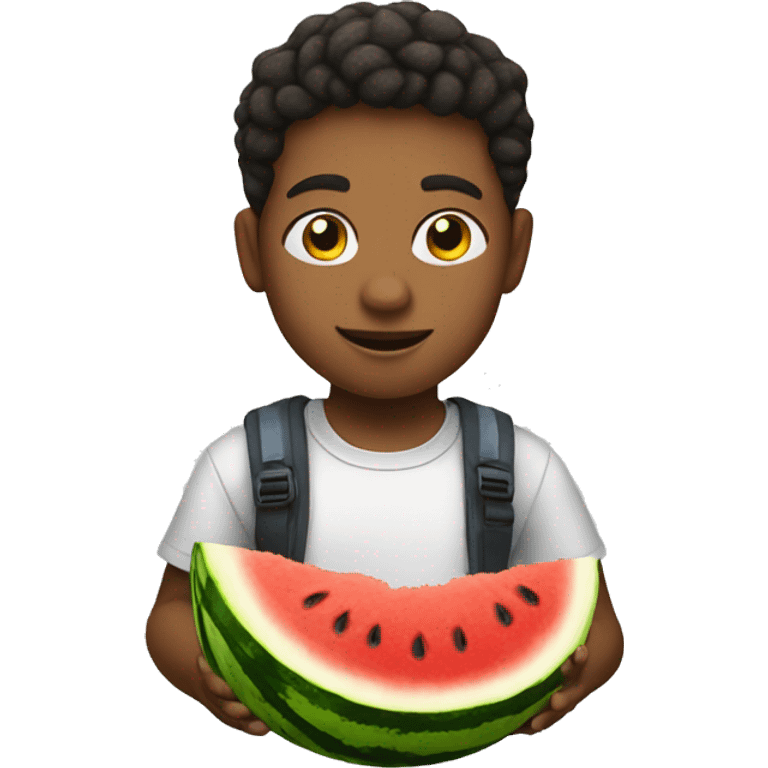 Kid with watermelon and chicken  emoji