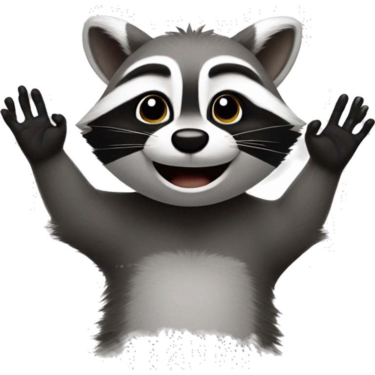 raccoon with 2 raised hands like from the song pedro emoji