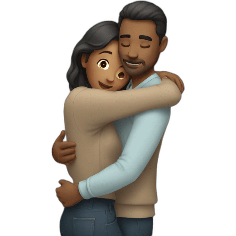 woman hugging man emoji