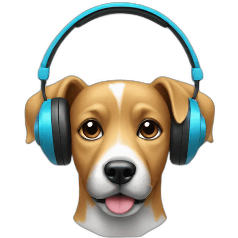 Dog listens to music with headphones emoji