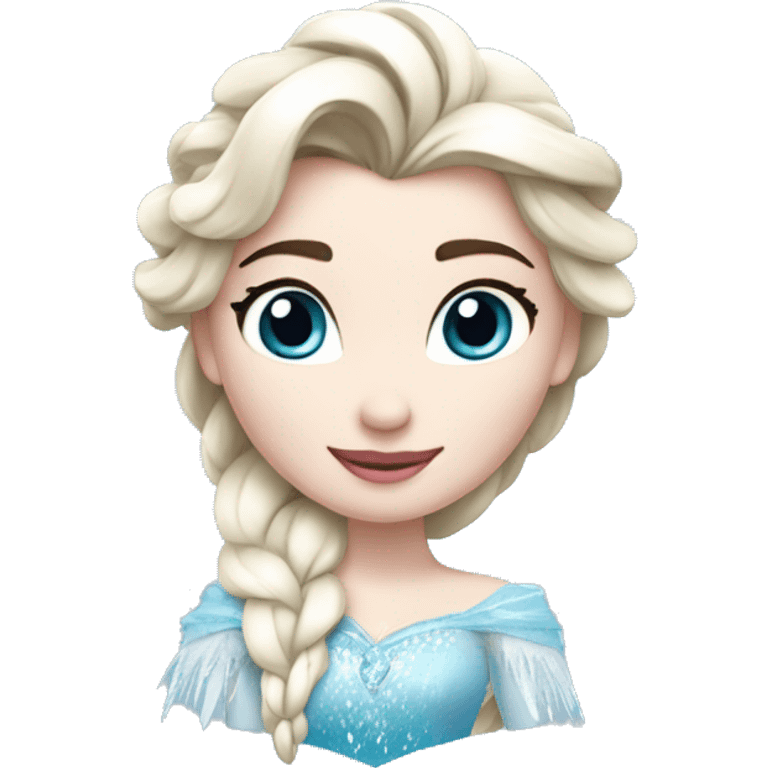 un pato con cuerpo azul, cabeza blanca y trenza con cabello blanco como Elsa de frozen emoji