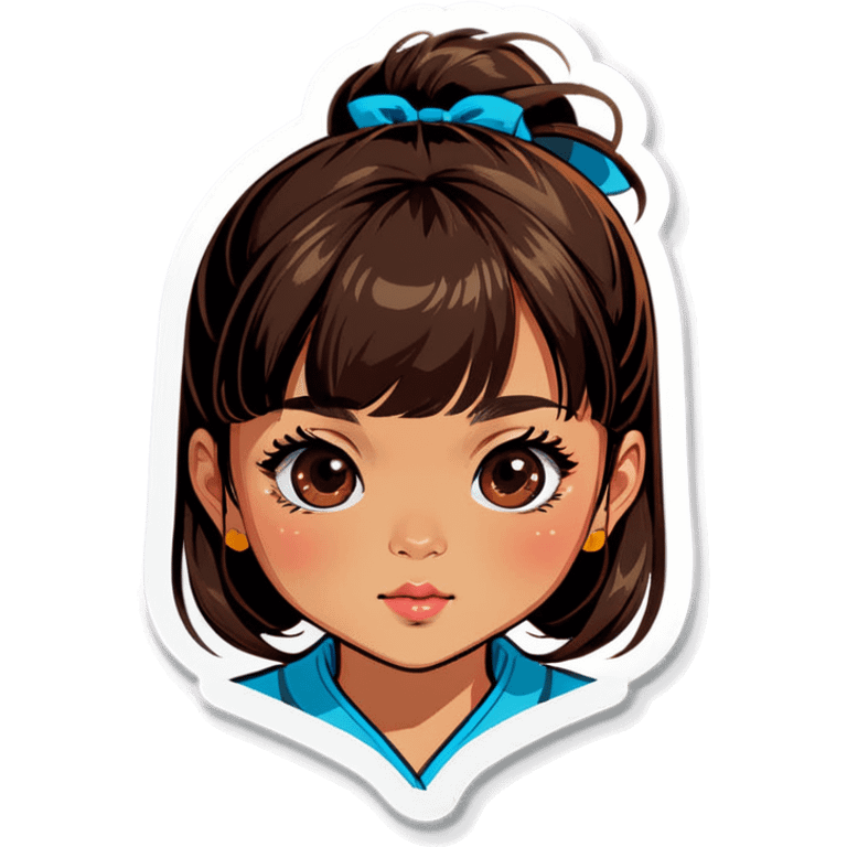 Asian tan girl with bangs emoji