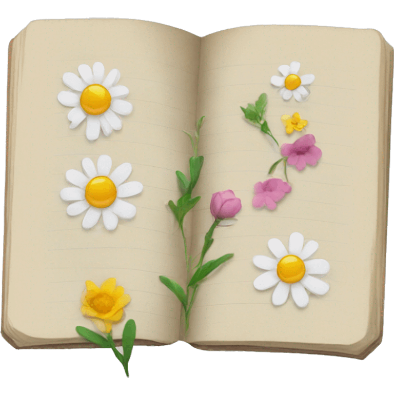 open journal with flower stickers emoji