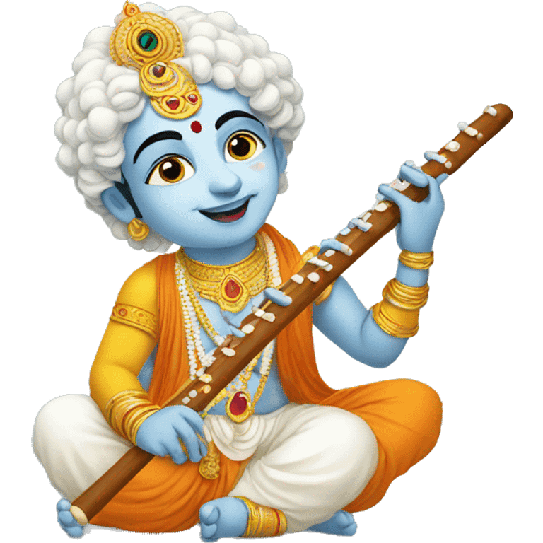 White face krishna with bansuri emoji