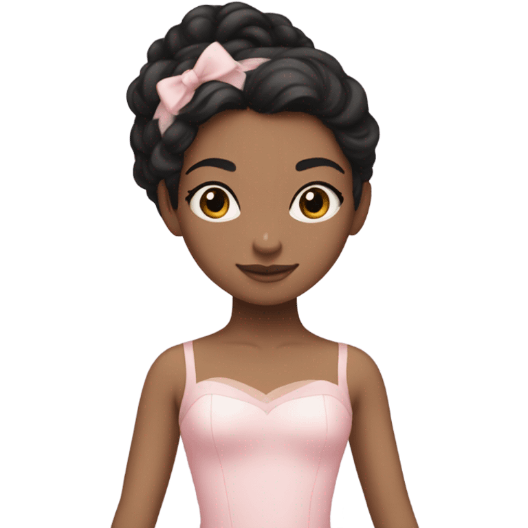 girl fair skin, black hair, ballerina pink soft emoji