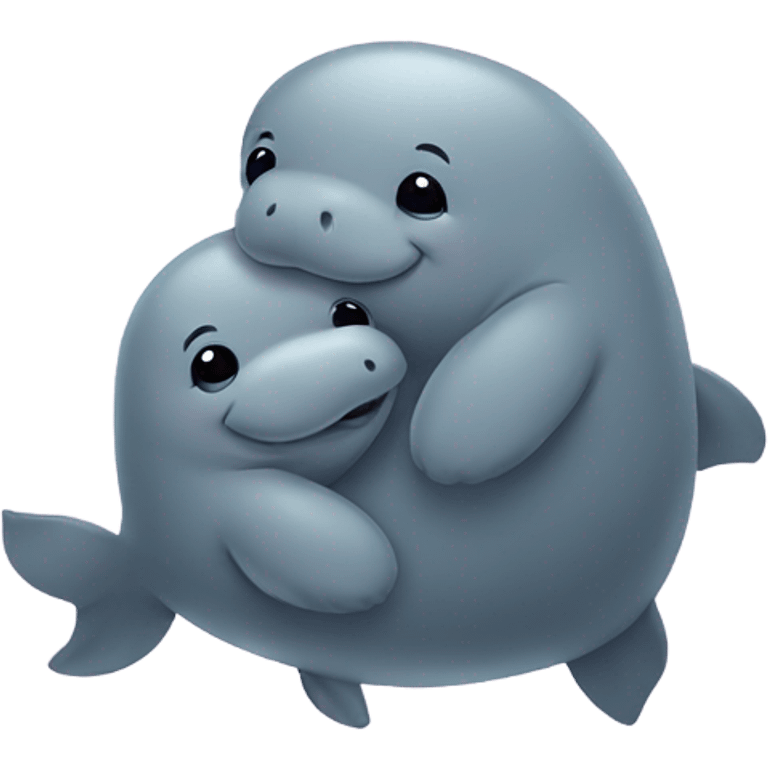 friendly animals - a chick hugging a manatee emoji