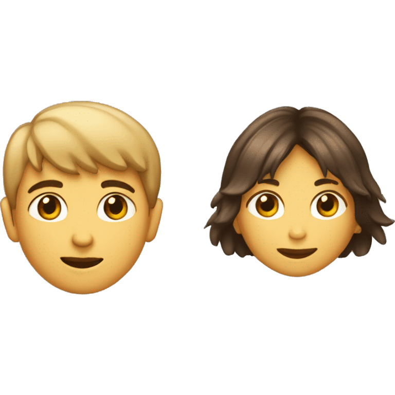 Niño y niña de 8 años, el niño pelo castaño claro y la niña pelo castaño oscuro rizado emoji