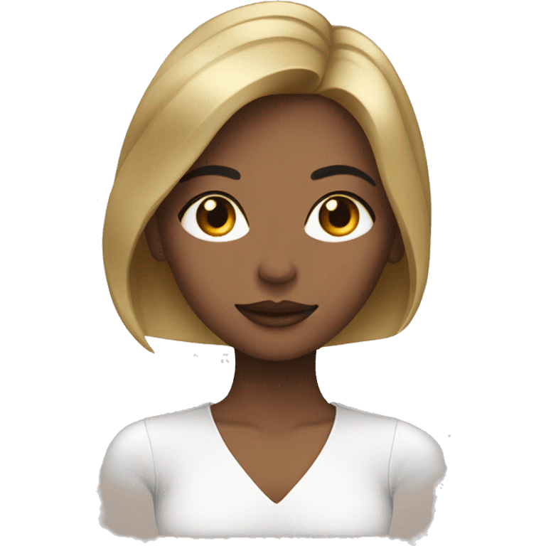 Girl with glossy lips and blonde brunette hair  emoji