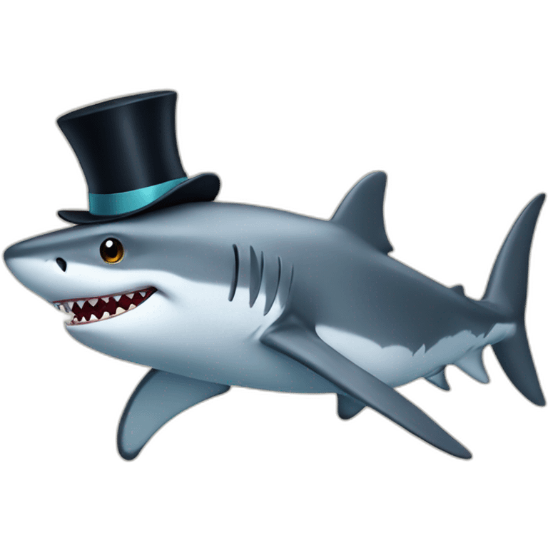 Shark with a top hat emoji