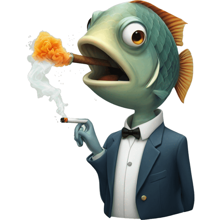 Fish smoking cigarette  emoji