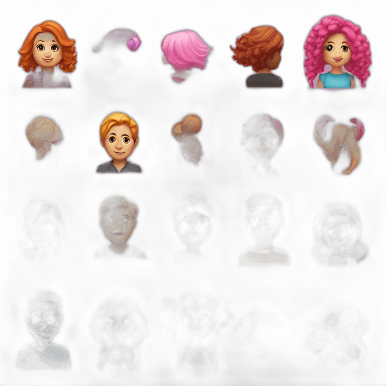 memoji avatars of people: 1. man with headphones 2. girl with pink hair emoji