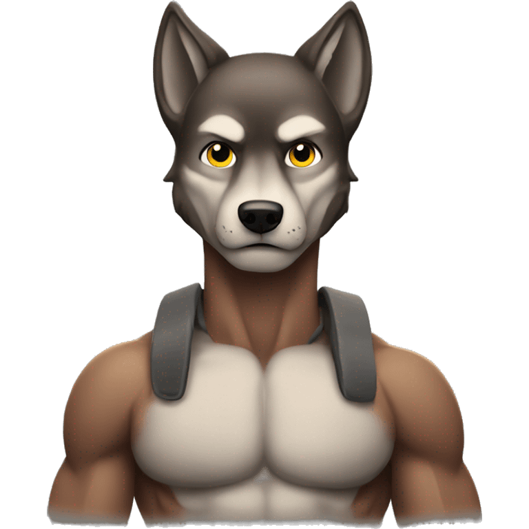 A wolf with muscles and abs emoji