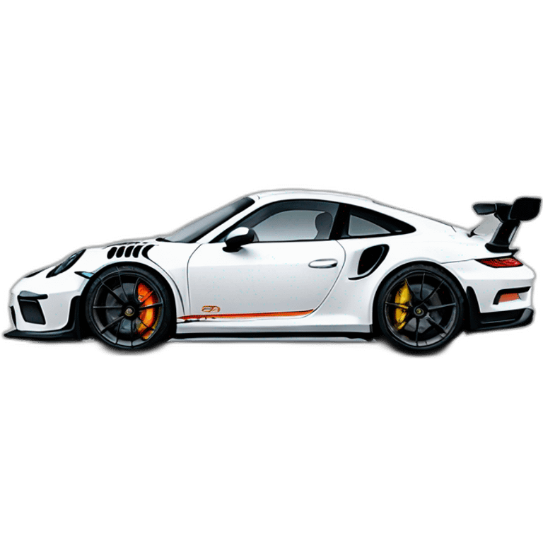 white porcshe GT3RS driving to the right emoji