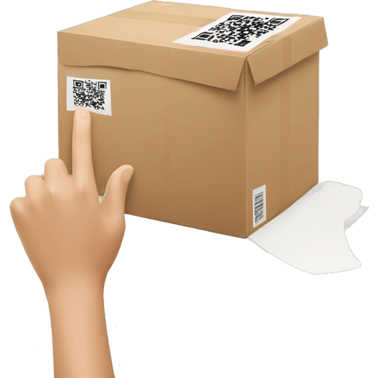 hand with phone scanning a parcel's qr-code emoji