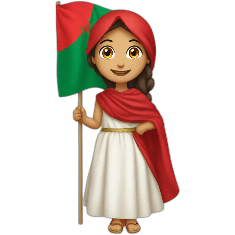 fille marocaine avec un drapeau du maroc emoji