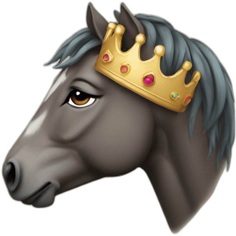 crying horse with a crown emoji