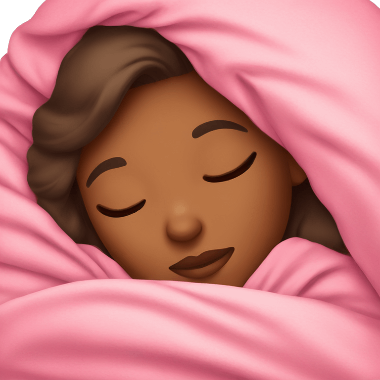 Brown girl sleeping with pink blanket  emoji