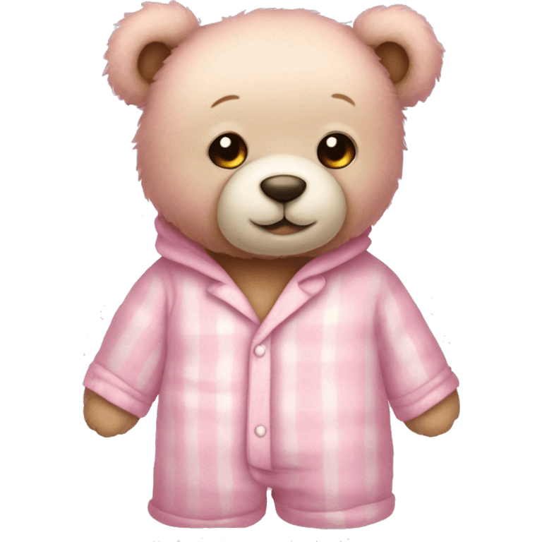 pastel pink teddy bear in pajamas emoji