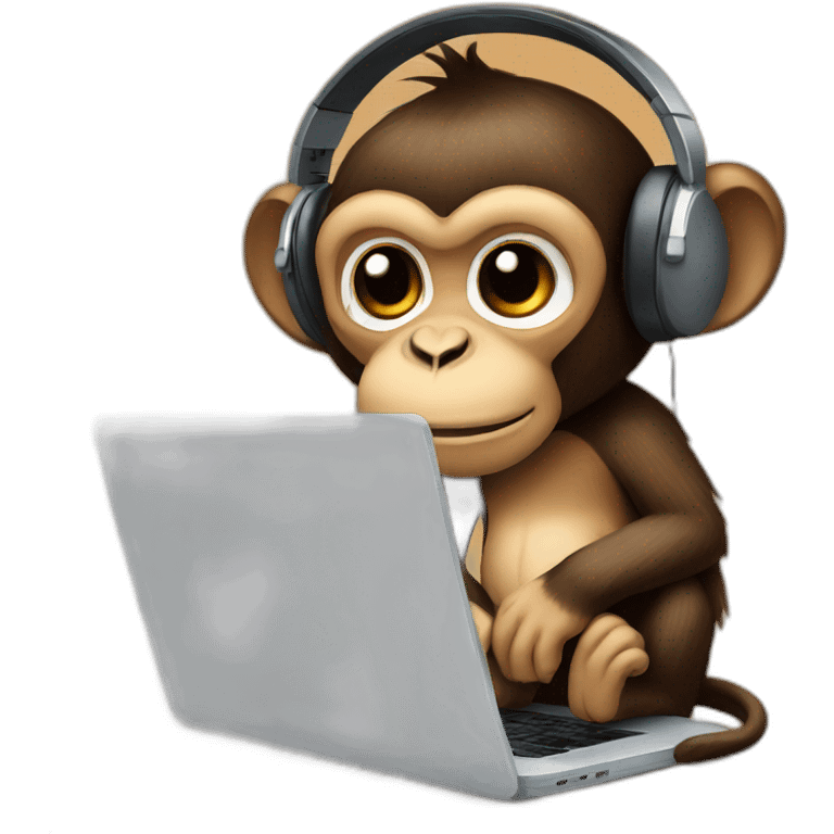 Simple Monkey with a headset and laptop emoji