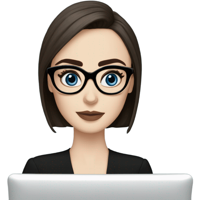 Lily collins blue eyes wearing glasses in a business meeting black dress emoji