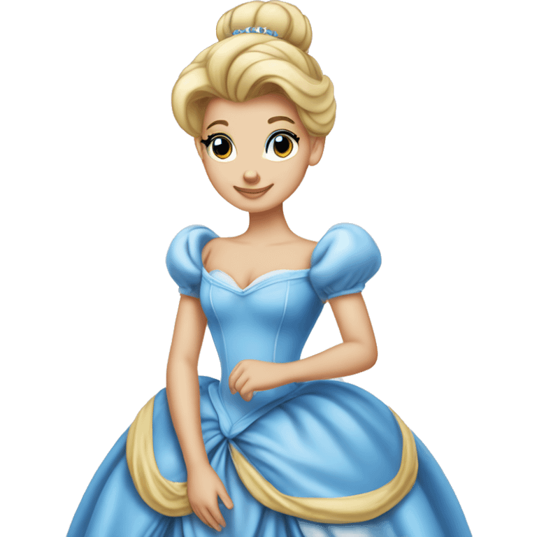 Princess Cinderella Blonde Bun Blue ball gown  emoji