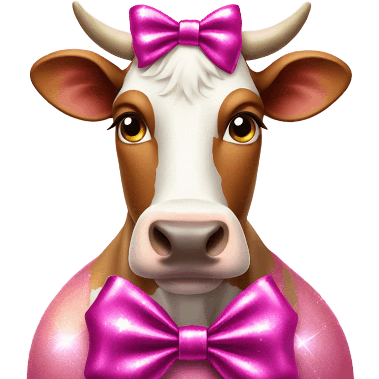 Cow wearing a bling bow emoji