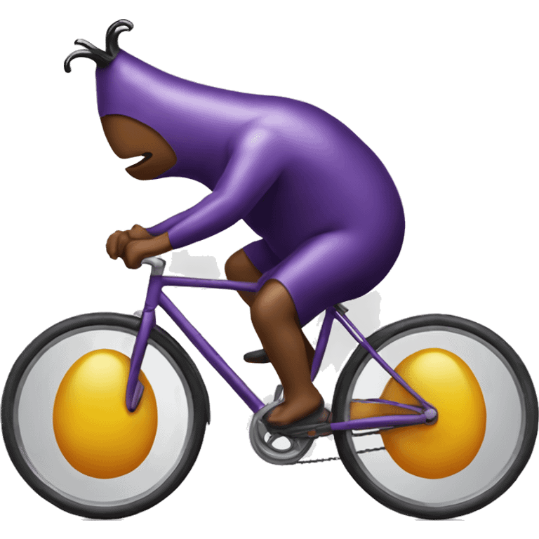 Guy riding bicycle shaped like an eggplant  emoji